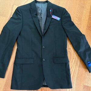 NEW Mens Egara 2 Button Black Wool Slim Fit Blazer Suit Jacket Size 38L